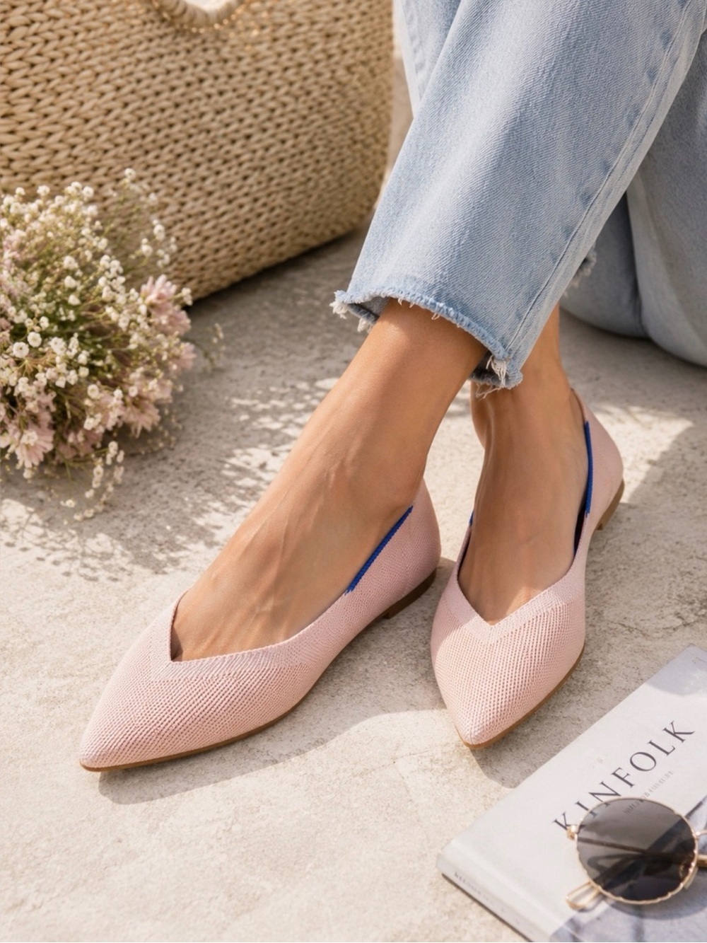 Rothy's The Point Light Pink / Soft Petal Flats Sz 5.5